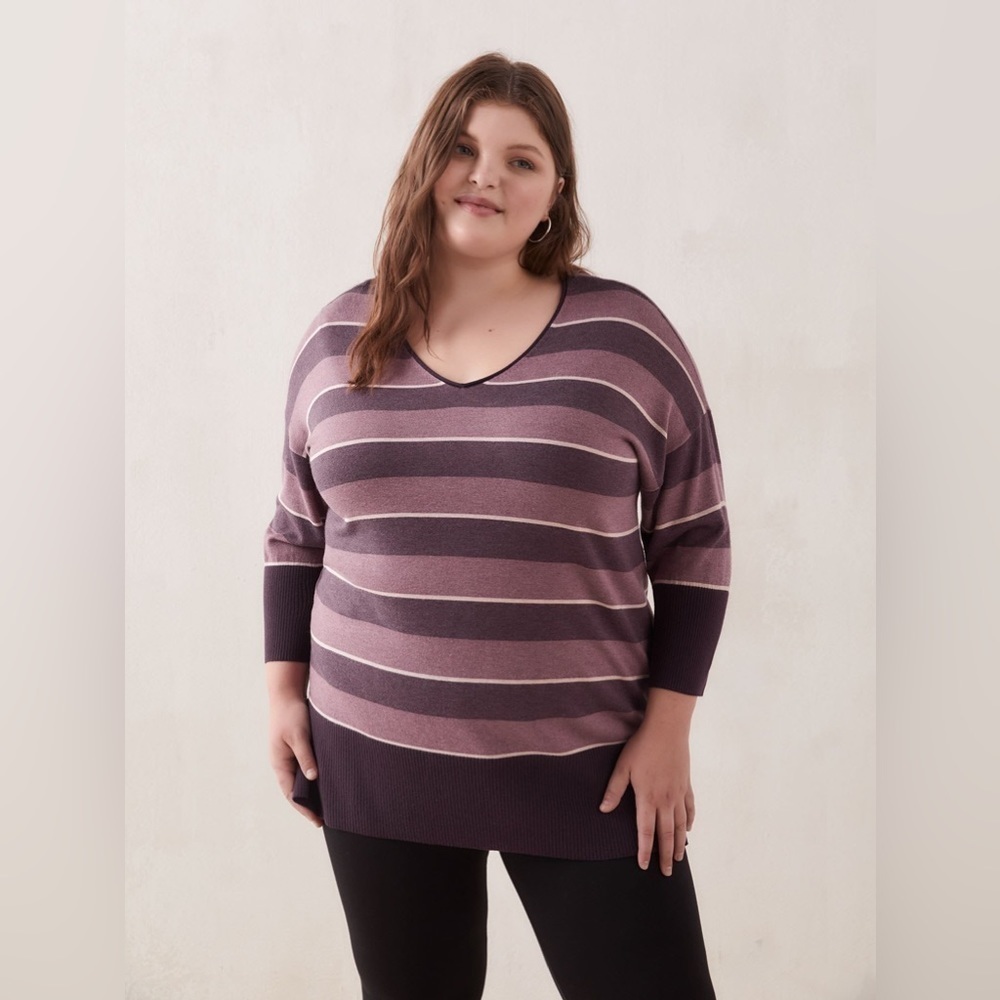 Pennington’s Responsible V-Neck Striped Tunic Sweater - In Every Story Size 2x